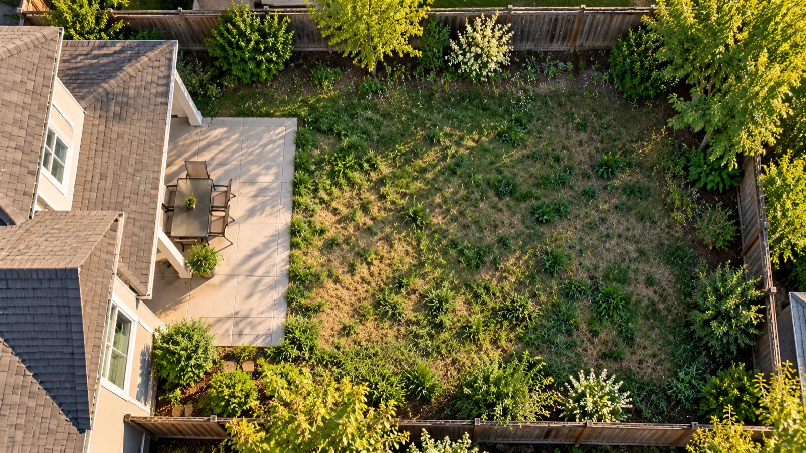 A backyard photo before any design